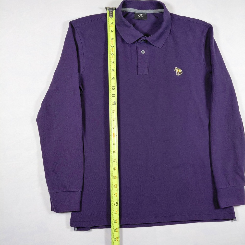 PS Paul Smith Mens Long Sleeve Zebra Logo Polo Shirt Purple Size Medium - Picture 8 of 13